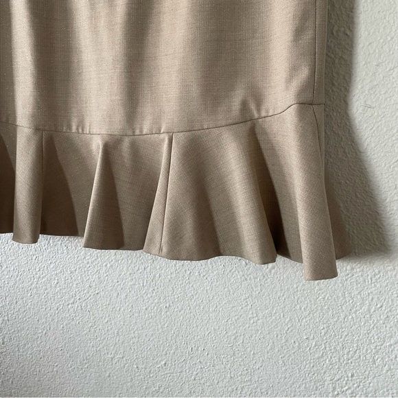Antonio Melani Pencil Skirt Women’s 14 Beige Shimmer Ruffle Side Zipper Flounce - Picture 8 of 10